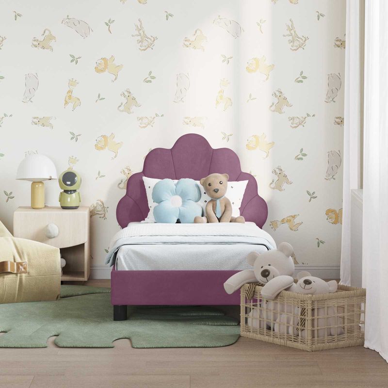 Casa si Gradina - Mobilier - Paturi si accesorii - Paturi - Cadru de pat pentru copii cu spatar Violet 70 x 140 cm Catifea - Infinity.ro