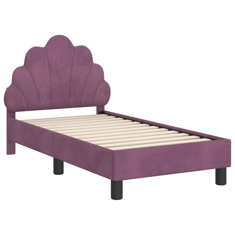 Casa si Gradina - Mobilier - Paturi si accesorii - Paturi - Cadru de pat pentru copii cu spatar Violet 70 x 140 cm Catifea - Infinity.ro