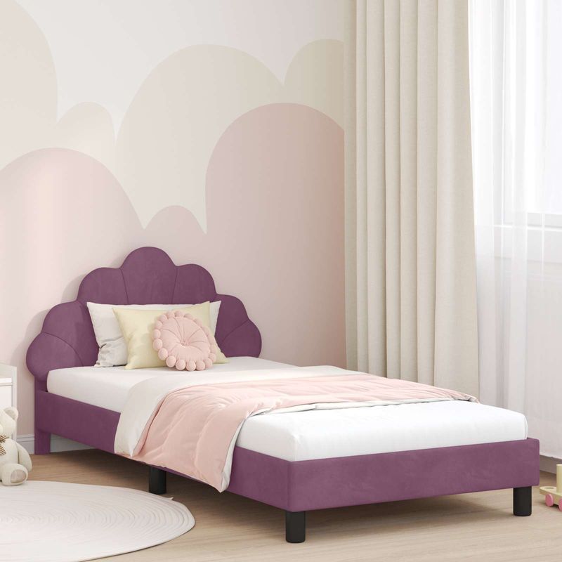 Casa si Gradina - Mobilier - Paturi si accesorii - Paturi - Cadru de pat pentru copii cu spatar Violet 80 x 200 cm Catifea - Infinity.ro