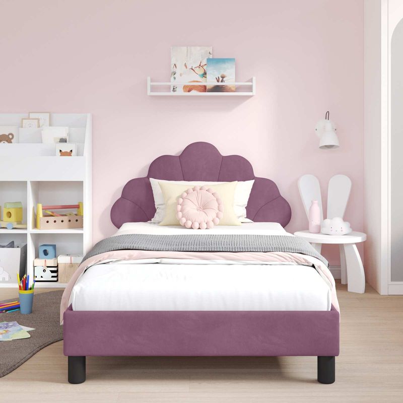 Casa si Gradina - Mobilier - Paturi si accesorii - Paturi - Cadru de pat pentru copii cu spatar Violet 80 x 200 cm Catifea - Infinity.ro