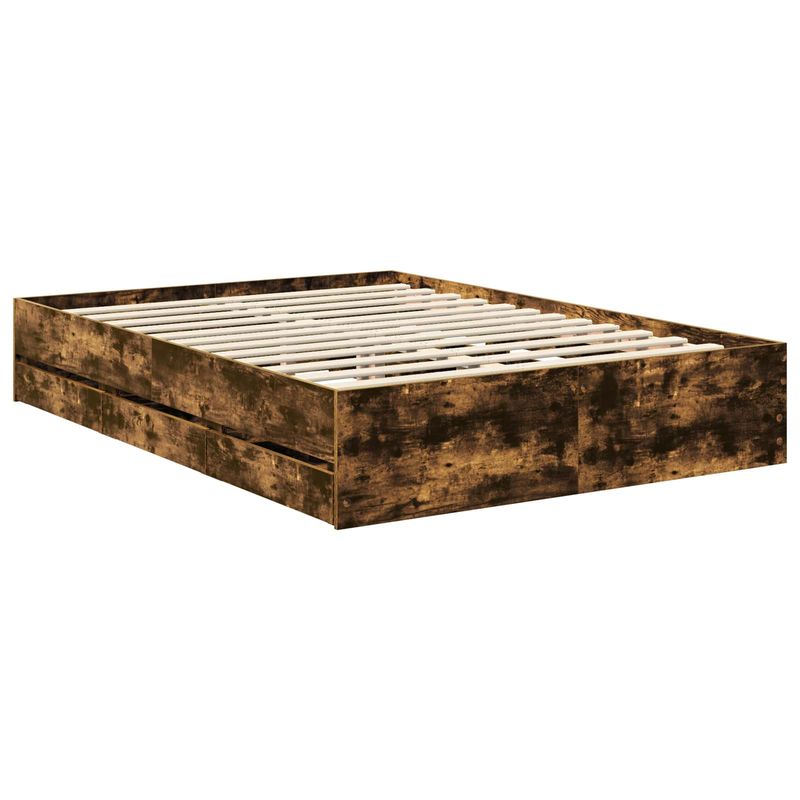 Casa si Gradina - Mobilier - Paturi si accesorii - Paturi - Cadru de pat Stejar fumuriu 140 x 200 cm Lemn Ingineresc - Infinity.ro