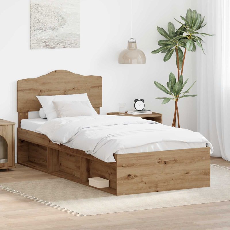 Casa si Gradina - Mobilier - Paturi si accesorii - Paturi - Cadru de pat Stejar artizanal 90 x 200 cm Lemn de pin masiv - Infinity.ro