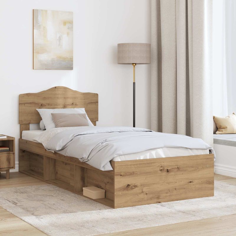 Casa si Gradina - Mobilier - Paturi si accesorii - Paturi - Cadru de pat Stejar artizanal 90 x 200 cm Lemn de pin masiv - Infinity.ro
