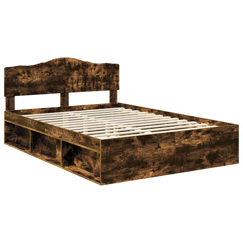 Casa si Gradina - Mobilier - Paturi si accesorii - Paturi - Cadru de pat Stejar fumuriu 140 x 200 cm Lemn de pin masiv - Infinity.ro