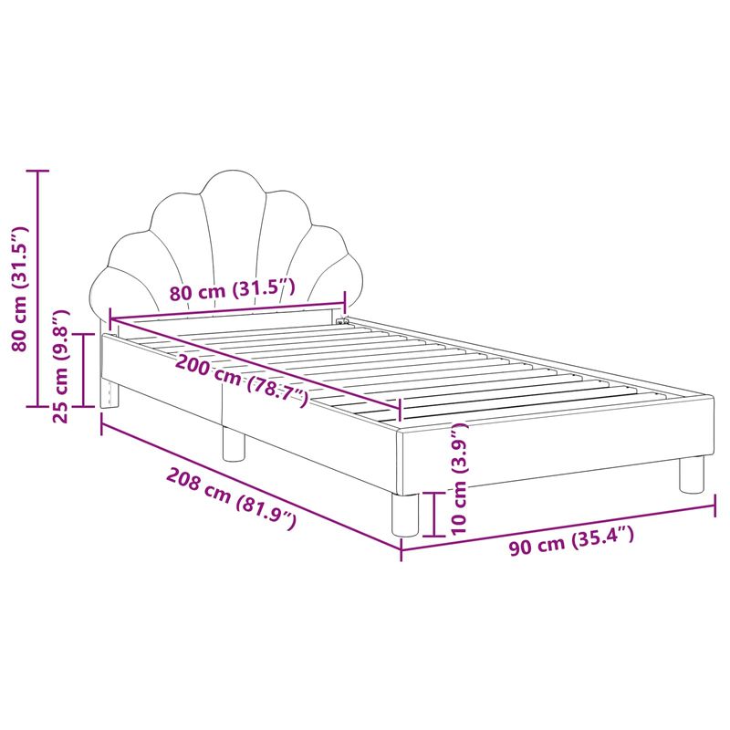 Casa si Gradina - Mobilier - Paturi si accesorii - Paturi - Cadru de pat pentru copii cu spatar Violet 80 x 200 cm Catifea - Infinity.ro