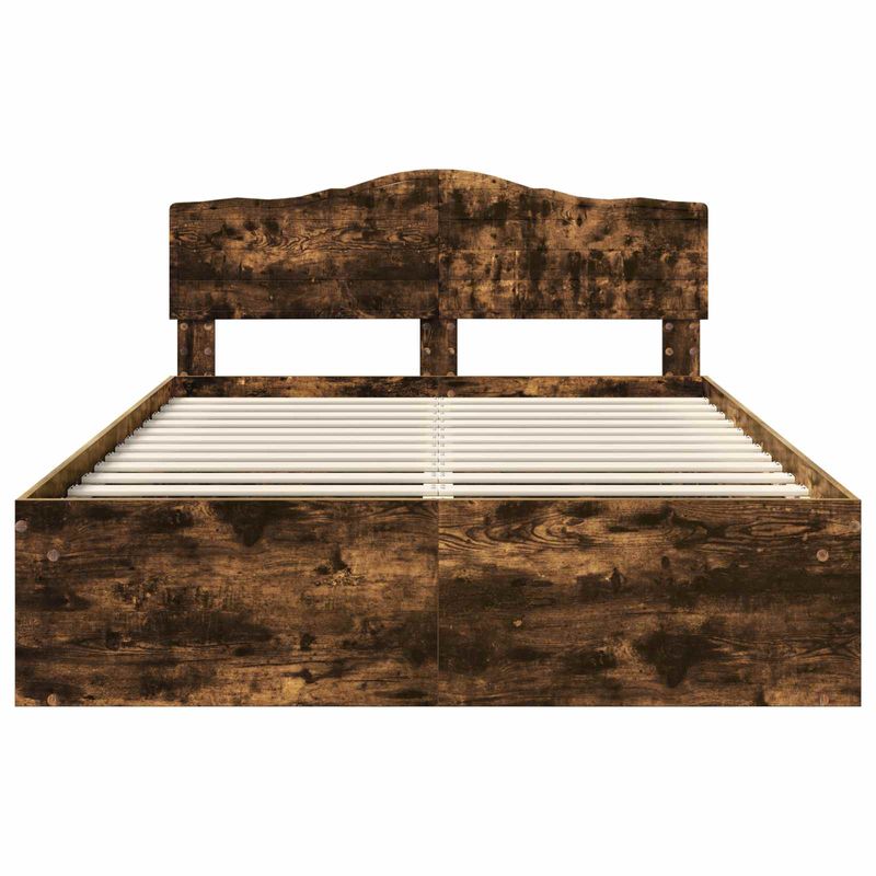 Casa si Gradina - Mobilier - Paturi si accesorii - Paturi - Cadru de pat Stejar fumuriu 140 x 200 cm Lemn de pin masiv - Infinity.ro