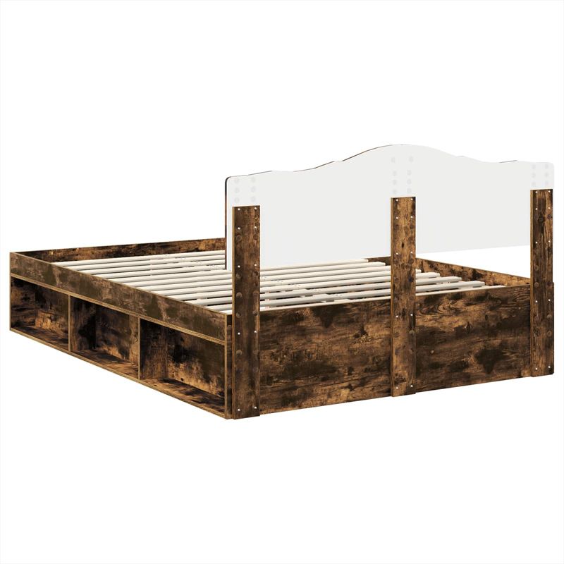 Casa si Gradina - Mobilier - Paturi si accesorii - Paturi - Cadru de pat Stejar fumuriu 140 x 200 cm Lemn de pin masiv - Infinity.ro