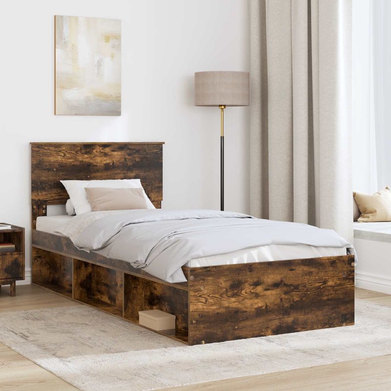 Casa si Gradina - Mobilier - Paturi si accesorii - Paturi - Cadru de pat Stejar fumuriu 90 x 200 cm Lemn compozit - Infinity.ro