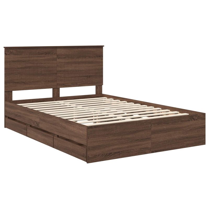Casa si Gradina - Mobilier - Paturi si accesorii - Paturi - Cadru de pat Stejar inchis 135 x 190 cm Lemn Ingineresc - Infinity.ro