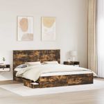 Casa si Gradina - Mobilier - Paturi si accesorii - Paturi - Cadru de pat Stejar fumuriu 180 x 200 cm Lemn Ingineresc - Infinity.ro