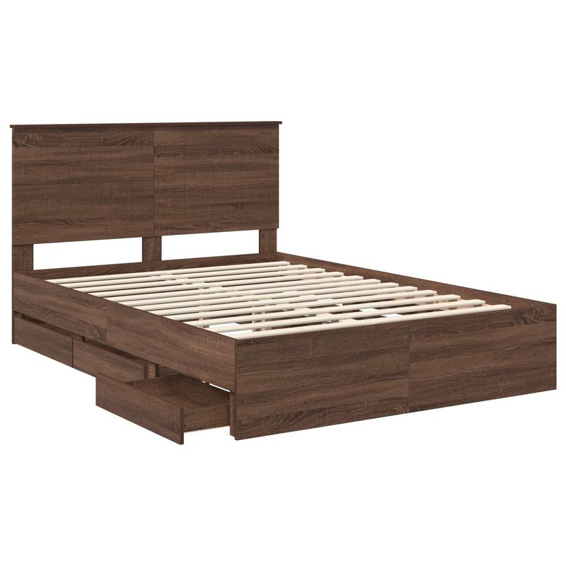 Casa si Gradina - Mobilier - Paturi si accesorii - Paturi - Cadru de pat Stejar inchis 135 x 190 cm Lemn Ingineresc - Infinity.ro