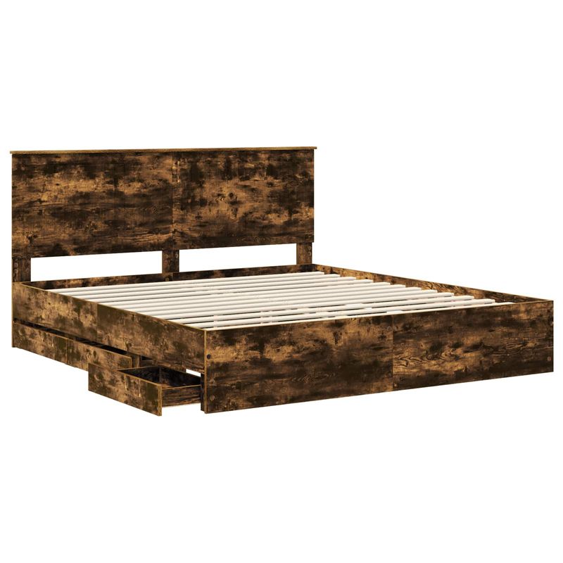 Casa si Gradina - Mobilier - Paturi si accesorii - Paturi - Cadru de pat Stejar fumuriu 180 x 200 cm Lemn Ingineresc - Infinity.ro