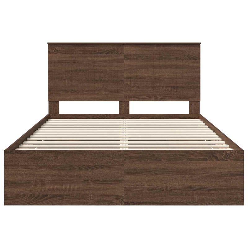 Casa si Gradina - Mobilier - Paturi si accesorii - Paturi - Cadru de pat Stejar inchis 135 x 190 cm Lemn Ingineresc - Infinity.ro