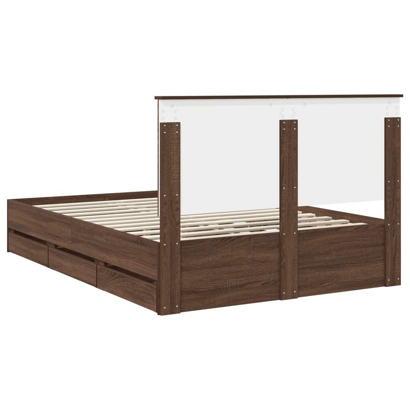Casa si Gradina - Mobilier - Paturi si accesorii - Paturi - Cadru de pat Stejar inchis 135 x 190 cm Lemn Ingineresc - Infinity.ro