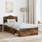 Casa si Gradina - Mobilier - Paturi si accesorii - Paturi - Cadru de pat Stejar fumuriu 90 x 200 cm Lemn de pin masiv - Infinity.ro