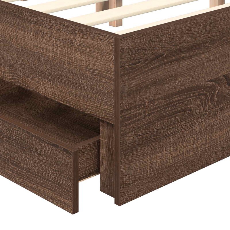 Casa si Gradina - Mobilier - Paturi si accesorii - Paturi - Cadru de pat Stejar inchis 135 x 190 cm Lemn Ingineresc - Infinity.ro