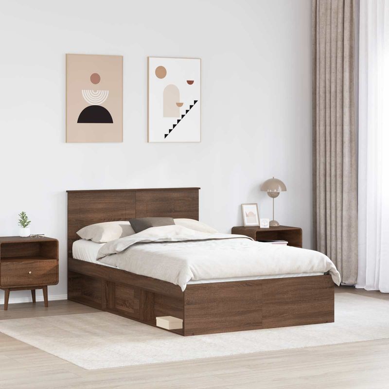 Casa si Gradina - Mobilier - Paturi si accesorii - Paturi - Cadru de pat Stejar inchis 120 x 200 cm Lemn compozit - Infinity.ro