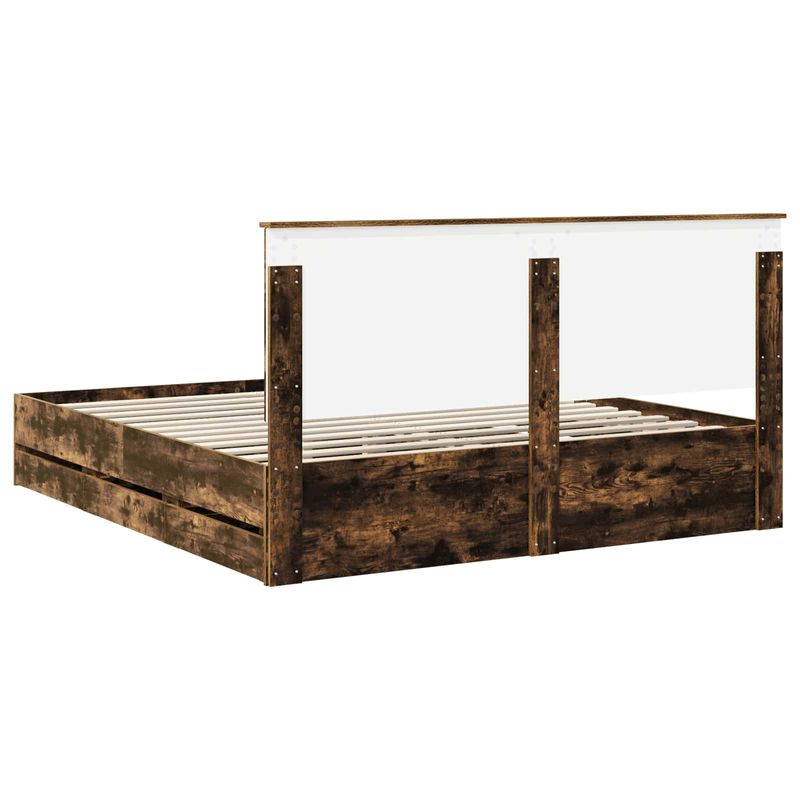 Casa si Gradina - Mobilier - Paturi si accesorii - Paturi - Cadru de pat Stejar fumuriu 180 x 200 cm Lemn Ingineresc - Infinity.ro