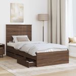 Casa si Gradina - Mobilier - Paturi si accesorii - Paturi - Cadru de pat Stejar inchis 90 x 190 cm Lemn Ingineresc - Infinity.ro