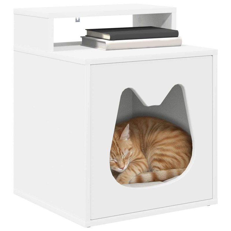 Petshop - Accesorii petshop - Culcusuri si custi - Custi interior si exterior - Casa pentru pisici Alb 42,5 x 40 x 52,5 cm Lemn compozit - Infinity.ro