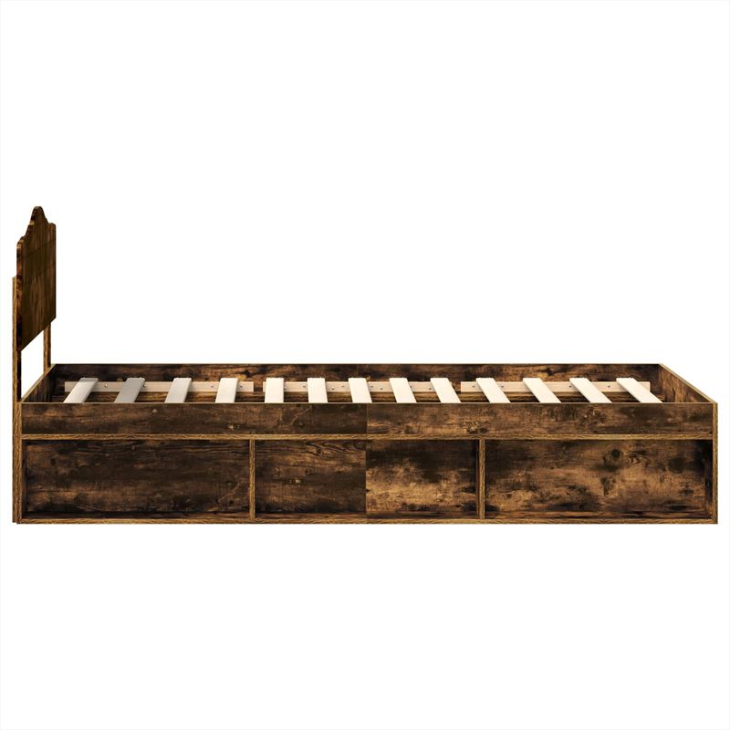 Casa si Gradina - Mobilier - Paturi si accesorii - Paturi - Cadru de pat Stejar fumuriu 90 x 200 cm Lemn de pin masiv - Infinity.ro