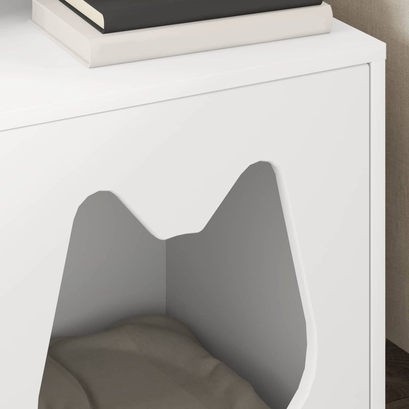 Petshop - Accesorii petshop - Culcusuri si custi - Custi interior si exterior - Casa pentru pisici Alb 42,5 x 40 x 52,5 cm Lemn compozit - Infinity.ro