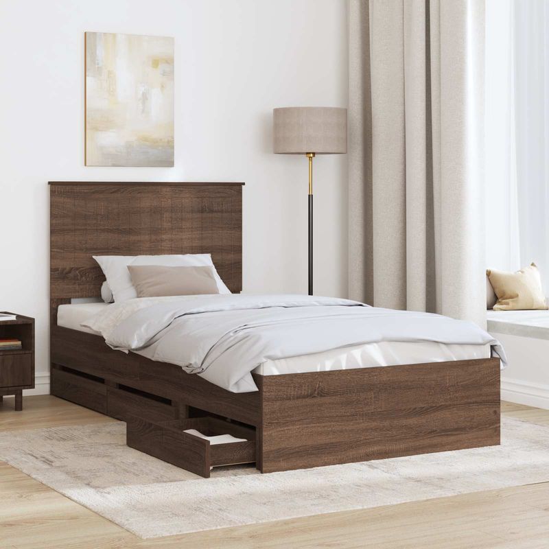 Casa si Gradina - Mobilier - Paturi si accesorii - Paturi - Cadru de pat Stejar inchis 100 x 200 cm Lemn Ingineresc - Infinity.ro