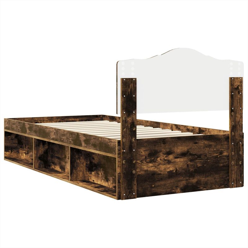 Casa si Gradina - Mobilier - Paturi si accesorii - Paturi - Cadru de pat Stejar fumuriu 90 x 200 cm Lemn de pin masiv - Infinity.ro