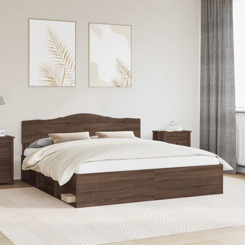 Casa si Gradina - Mobilier - Paturi si accesorii - Paturi - Cadru de pat Stejar inchis 180 x 200 cm Lemn de pin masiv - Infinity.ro