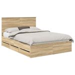 Casa si Gradina - Mobilier - Paturi si accesorii - Paturi - Cadru de pat Stejar Sonoma 140 x 190 cm Lemn Ingineresc - Infinity.ro