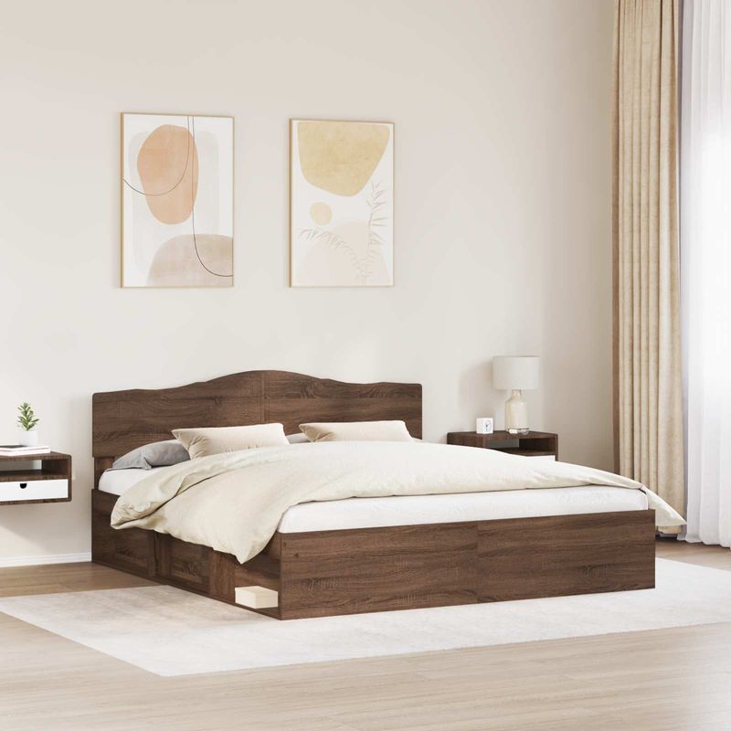 Casa si Gradina - Mobilier - Paturi si accesorii - Paturi - Cadru de pat Stejar inchis 180 x 200 cm Lemn de pin masiv - Infinity.ro
