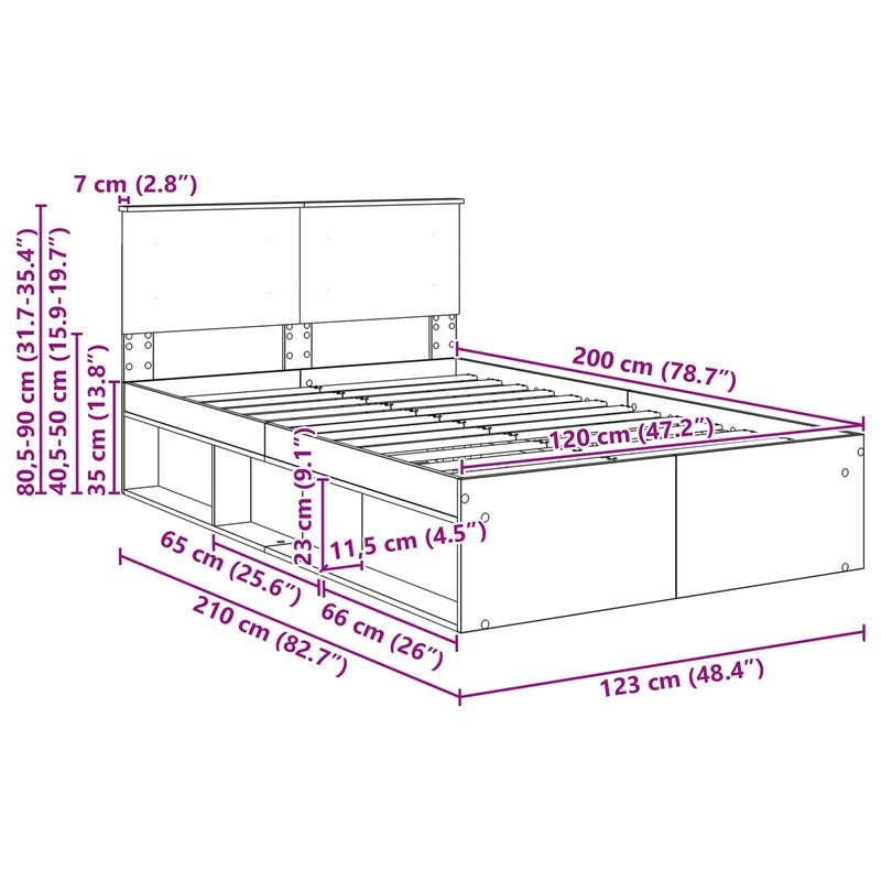 Casa si Gradina - Mobilier - Paturi si accesorii - Paturi - Cadru de pat Stejar inchis 120 x 200 cm Lemn compozit - Infinity.ro