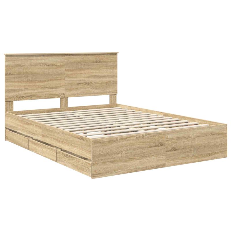 Casa si Gradina - Mobilier - Paturi si accesorii - Paturi - Cadru de pat Stejar Sonoma 150 x 200 cm Lemn Ingineresc - Infinity.ro