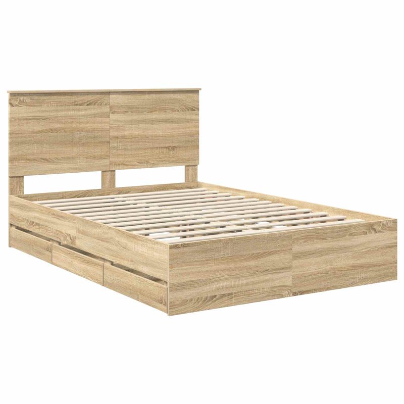 Casa si Gradina - Mobilier - Paturi si accesorii - Paturi - Cadru de pat Stejar Sonoma 140 x 190 cm Lemn Ingineresc - Infinity.ro
