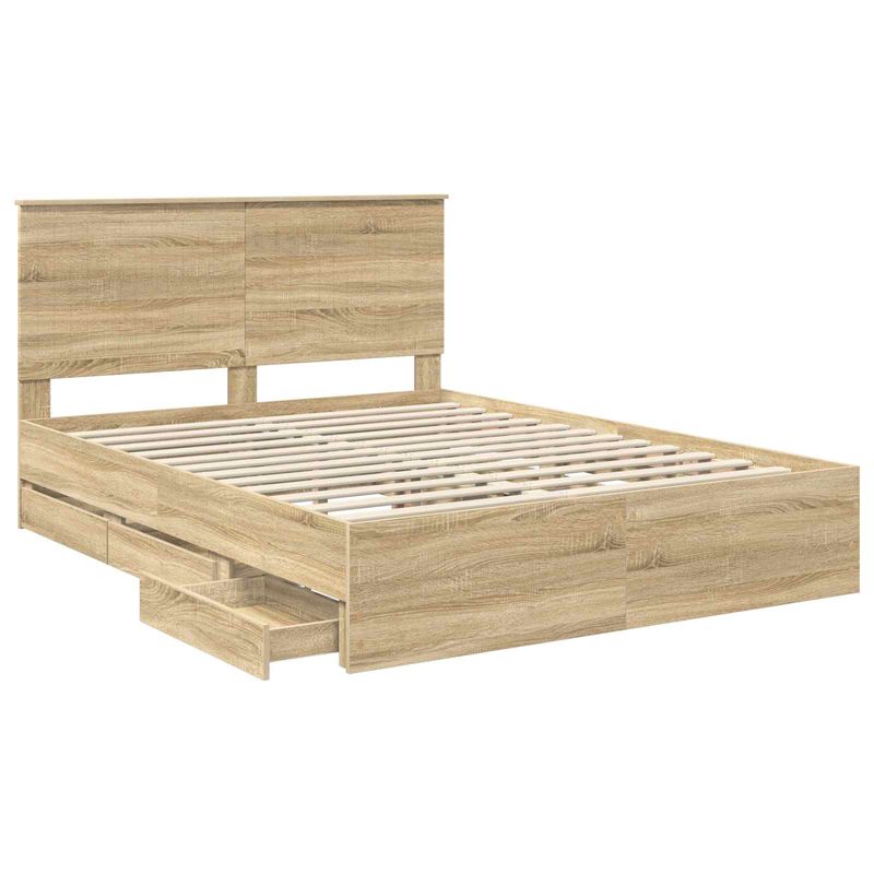Casa si Gradina - Mobilier - Paturi si accesorii - Paturi - Cadru de pat Stejar Sonoma 150 x 200 cm Lemn Ingineresc - Infinity.ro