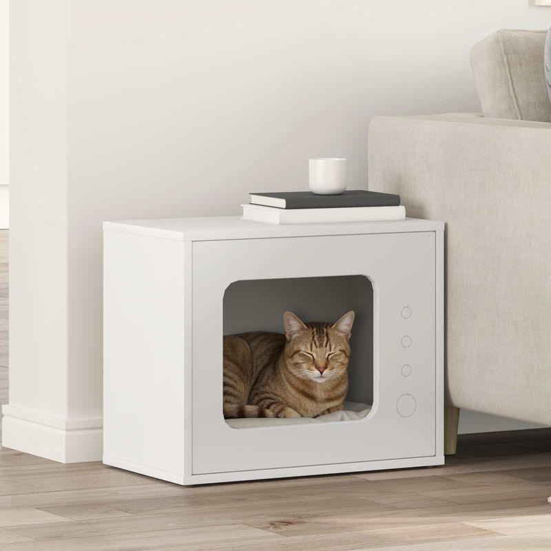 Petshop - Accesorii petshop - Culcusuri si custi - Culcusuri si saltele - Casa pentru pisici Alb 51 x 30 x 42 cm Lemn compozit - Infinity.ro