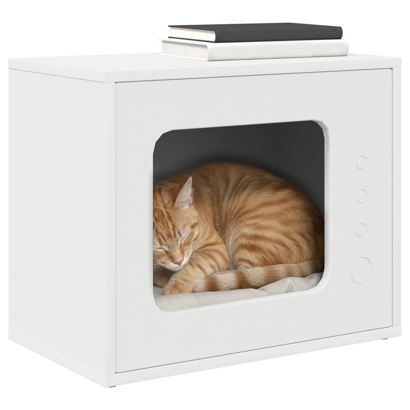 Petshop - Accesorii petshop - Culcusuri si custi - Culcusuri si saltele - Casa pentru pisici Alb 51 x 30 x 42 cm Lemn compozit - Infinity.ro