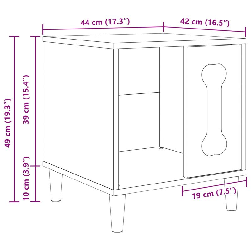 Petshop - Accesorii petshop - Culcusuri si custi - Custi interior si exterior - Casa pentru caini Gri Sonoma 44 x 42 x 49 cm Lemn compozit - Infinity.ro