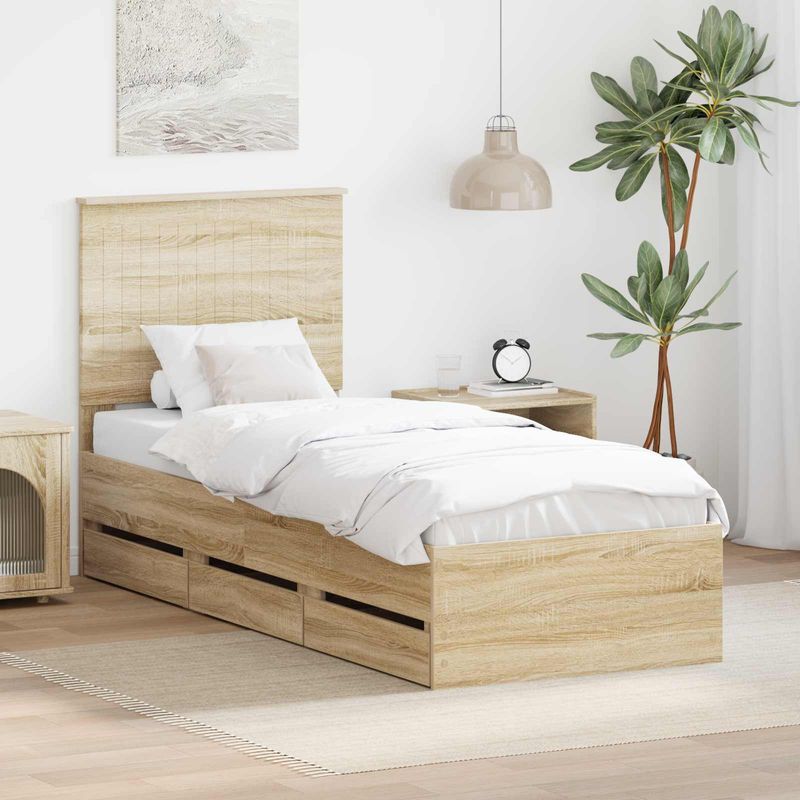 Casa si Gradina - Mobilier - Paturi si accesorii - Paturi - Cadru de pat Stejar Sonoma 75 x 190 cm Lemn Ingineresc - Infinity.ro