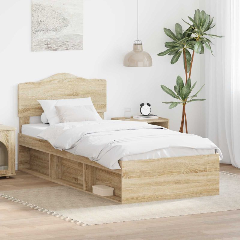 Casa si Gradina - Mobilier - Paturi si accesorii - Paturi - Cadru de pat Stejar Sonoma 75 x 190 cm Lemn de pin masiv - Infinity.ro
