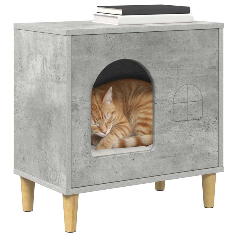 Petshop - Accesorii petshop - Culcusuri si custi - Custi interior si exterior - Casa pentru pisici Beton 51 x 30 x 52 cm Lemn compozit - Infinity.ro