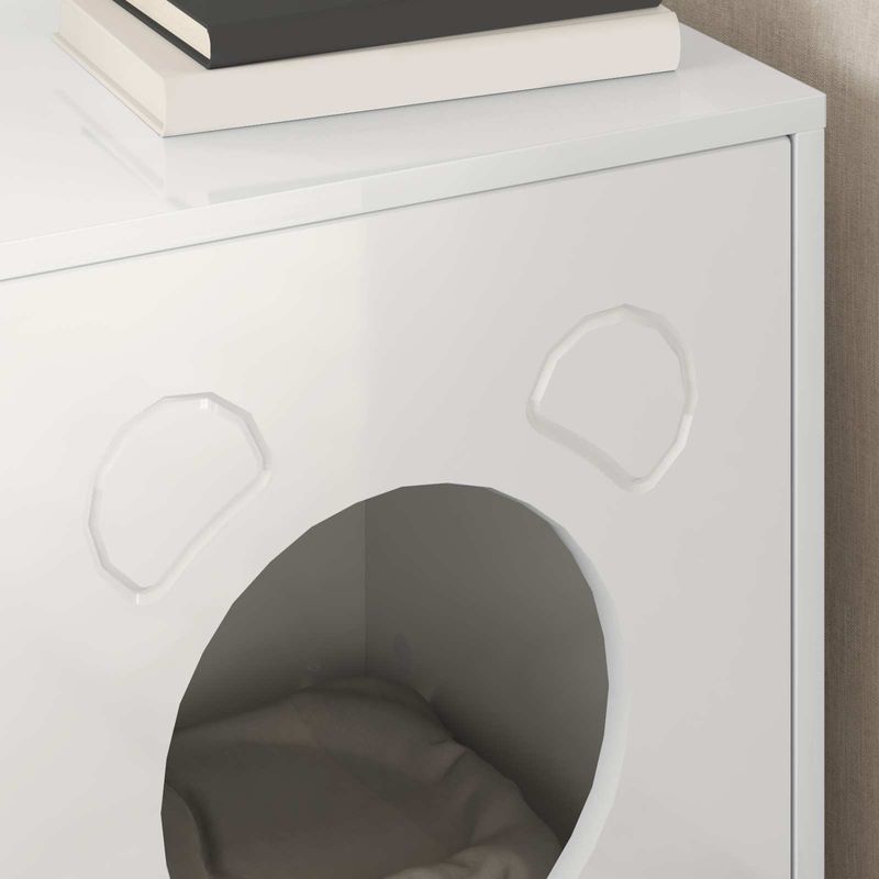 Petshop - Accesorii petshop - Jucarii animale - Ansambluri de joaca - Casa pentru pisici Alb Lucios 42,5 x 40 x 52,5 cm Lemn compozit - Infinity.ro