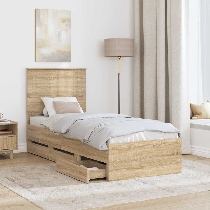 Casa si Gradina - Mobilier - Paturi si accesorii - Paturi - Cadru de pat Stejar Sonoma 75 x 190 cm Lemn Ingineresc - Infinity.ro