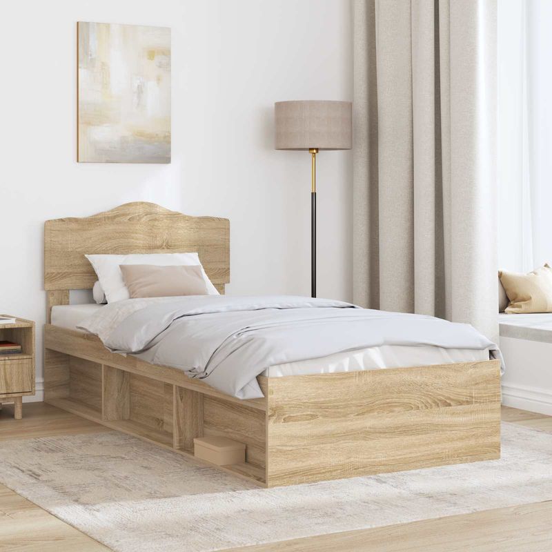 Casa si Gradina - Mobilier - Paturi si accesorii - Paturi - Cadru de pat Stejar Sonoma 75 x 190 cm Lemn de pin masiv - Infinity.ro