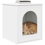 Petshop - Accesorii petshop - Culcusuri si custi - Custi interior si exterior - Casa pentru pisici Alb 53 x 52 x 60 cm Lemn compozit - Infinity.ro