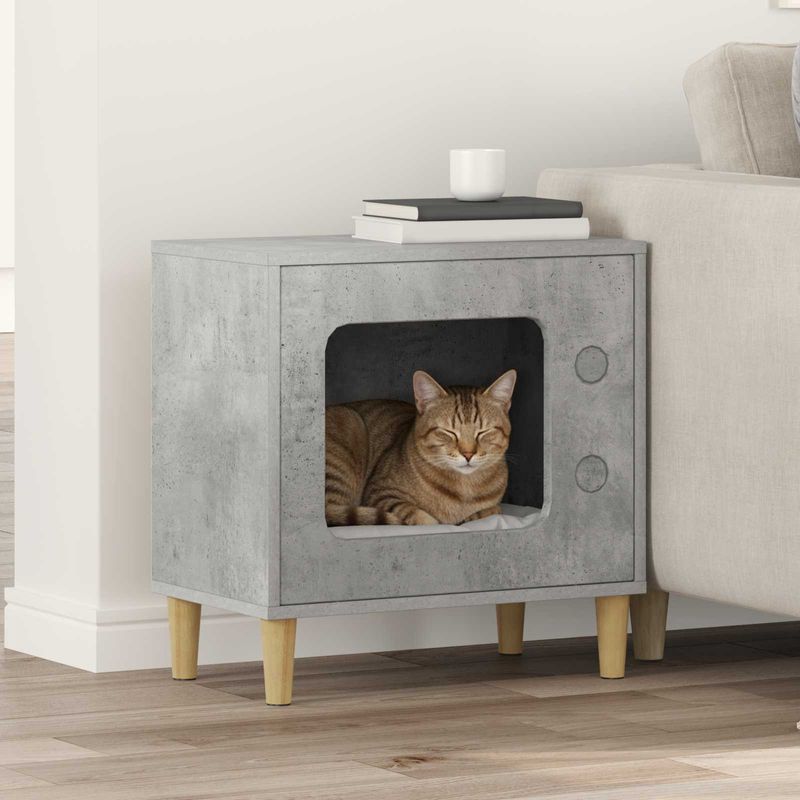 Petshop - Accesorii petshop - Culcusuri si custi - Custi interior si exterior - Casa pentru pisici Beton 51 x 30 x 52 cm Lemn compozit - Infinity.ro