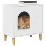Petshop - Accesorii petshop - Culcusuri si custi - Custi interior si exterior - Casa pentru pisici Alb Lucios 51 x 30 x 52 cm Lemn compozit - Infinity.ro