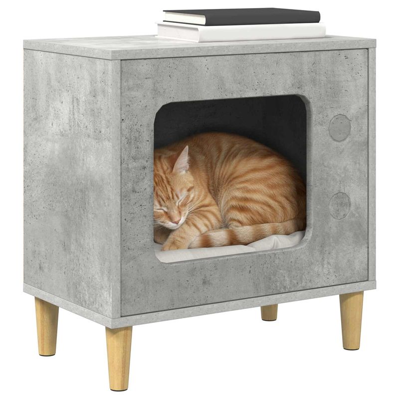 Petshop - Accesorii petshop - Culcusuri si custi - Custi interior si exterior - Casa pentru pisici Beton 51 x 30 x 52 cm Lemn compozit - Infinity.ro
