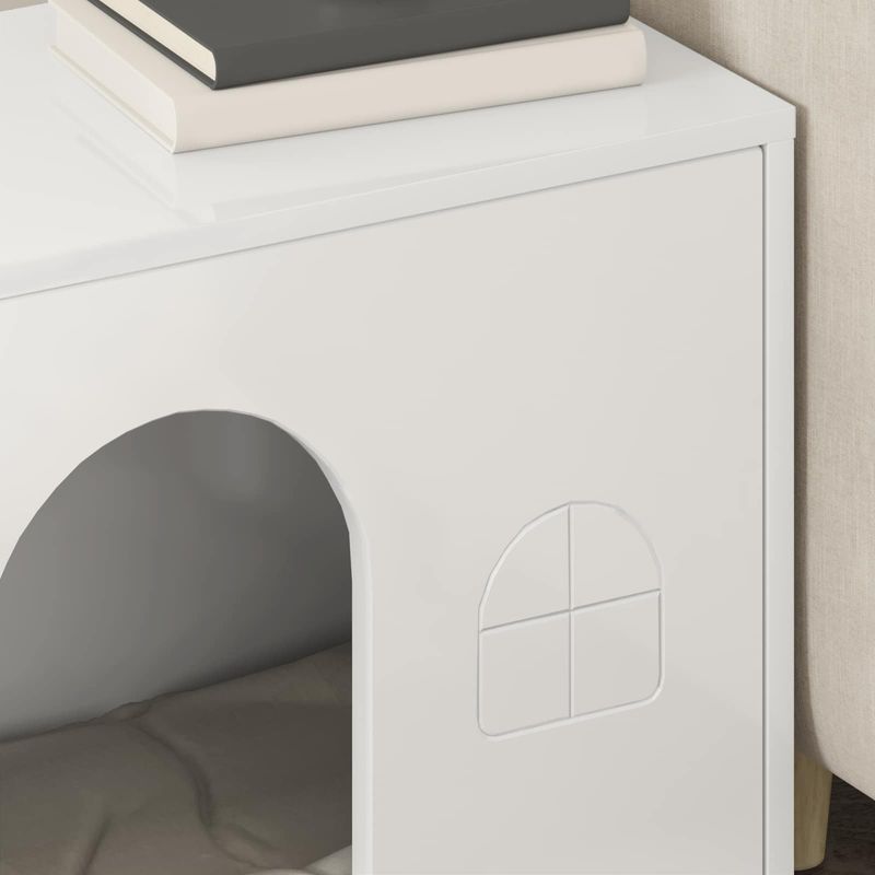 Petshop - Accesorii petshop - Culcusuri si custi - Custi interior si exterior - Casa pentru pisici Alb Lucios 51 x 30 x 52 cm Lemn compozit - Infinity.ro