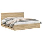 Casa si Gradina - Mobilier - Paturi si accesorii - Paturi - Cadru de pat Stejar Sonoma 200 x 200 cm Lemn Ingineresc - Infinity.ro
